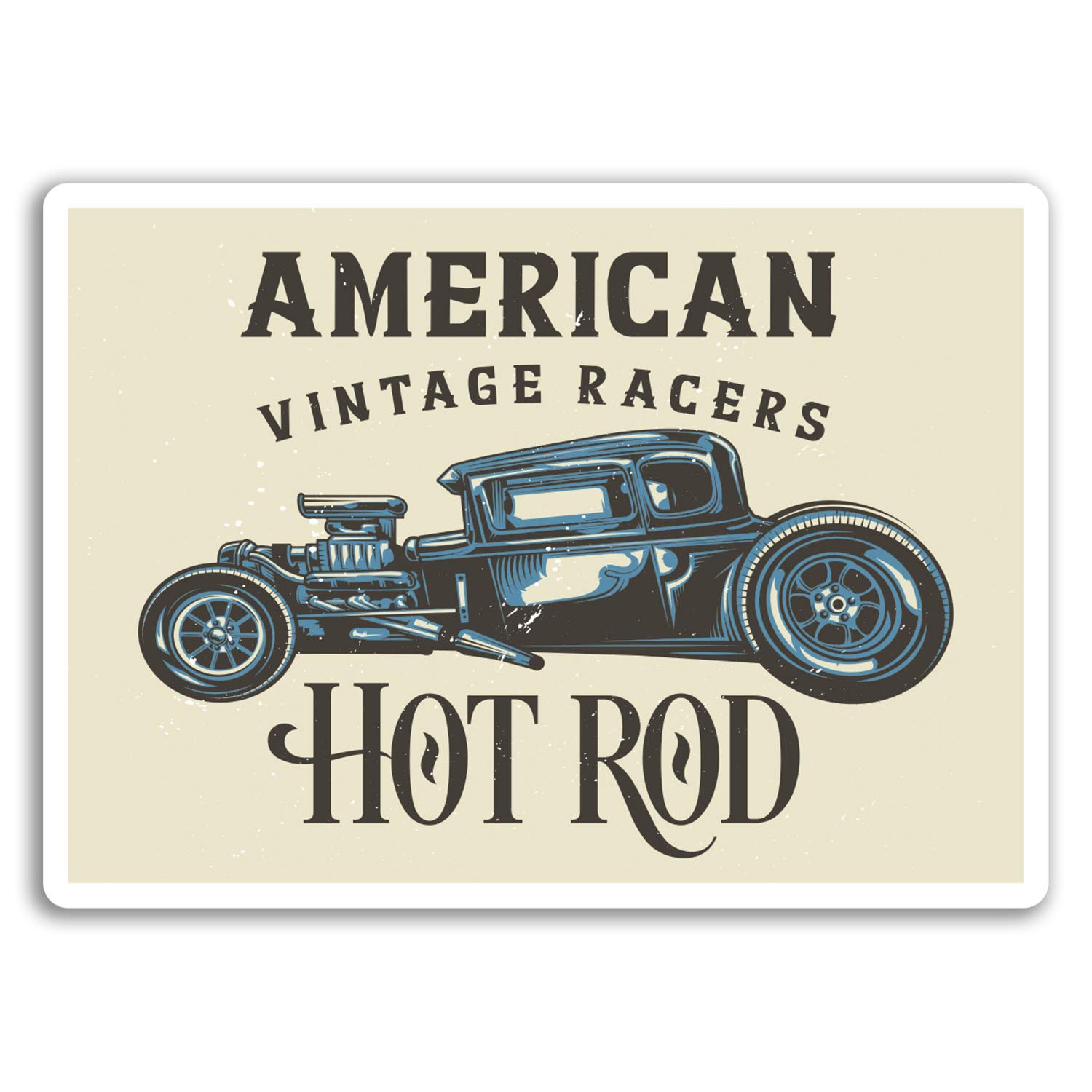 2 x 10cm American Hot Rod Car Vinyl Stickers - Retro Race Sticker Laptop #17470 (10cm Wide)