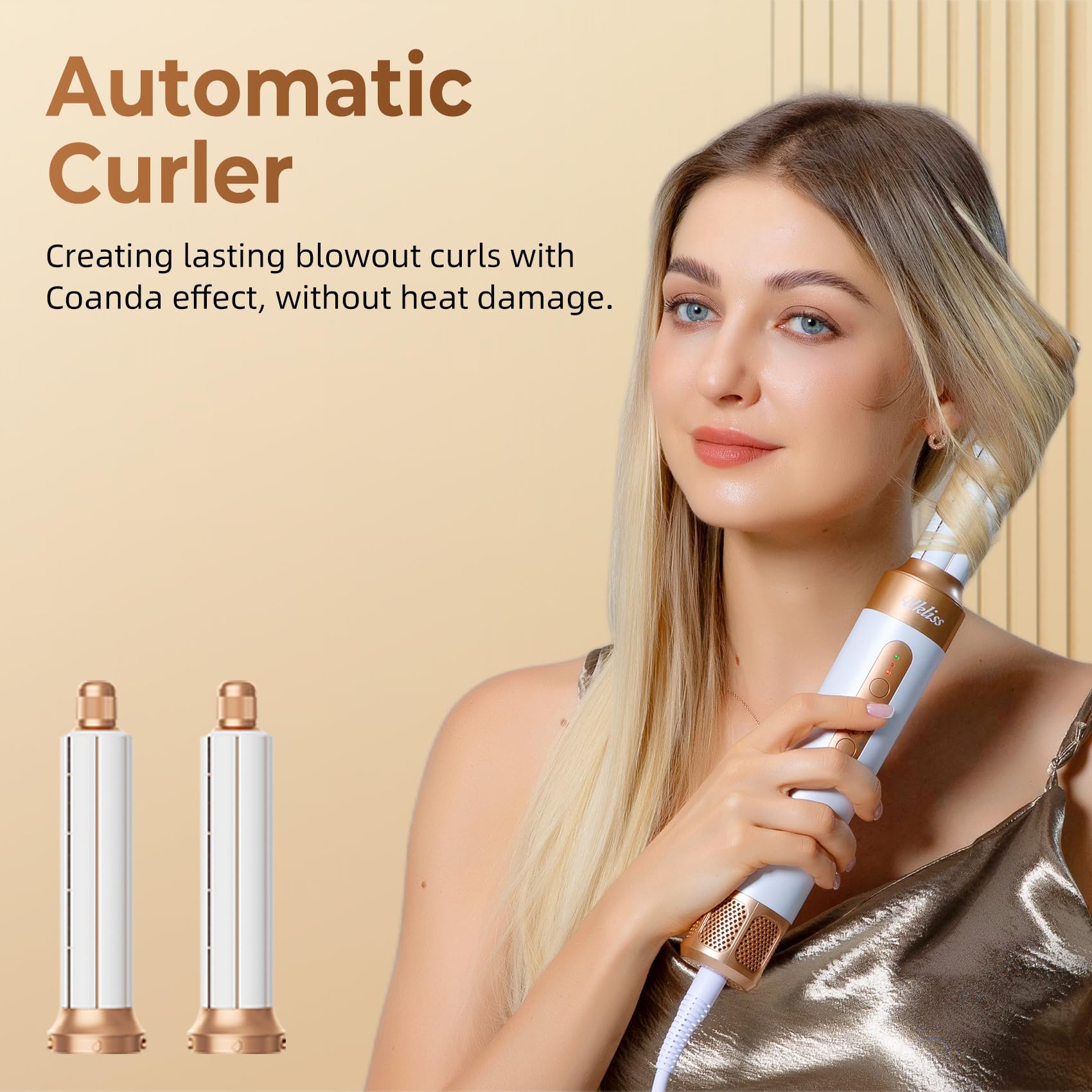 UKLISS 7 in 1 Hairstyler, Pro Haarstyler & Haartrockner Set mit Warmluft Lockenbürste, 1400W Hair Dryer, Rundbürstenföhn, Warmluftbürste, Haarföhn, Thermal Brush, Geschenke für Frauen Haarstyling