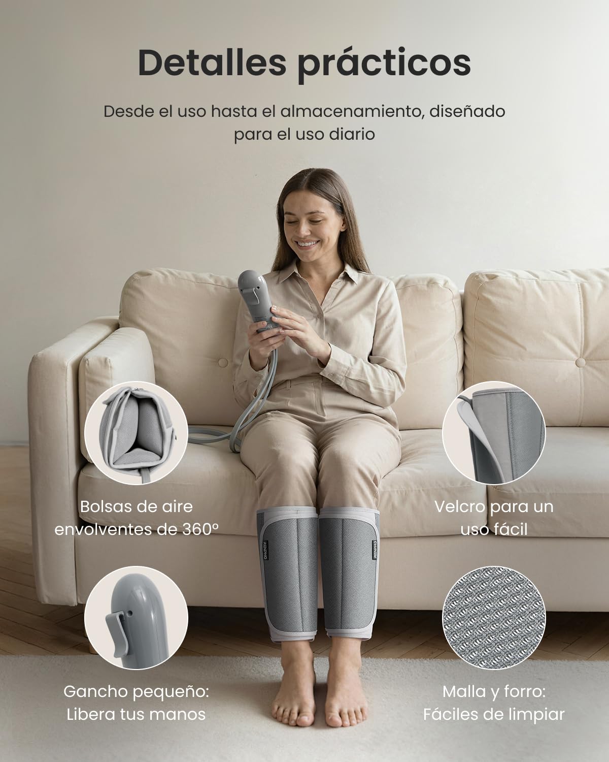 Masajeador de piernas con compresión de aire RENPHO, multiárea para muslos, pantorrillas y brazos, relajación muscular, diseño fácil de usar, regalo ideal para papá y mamá