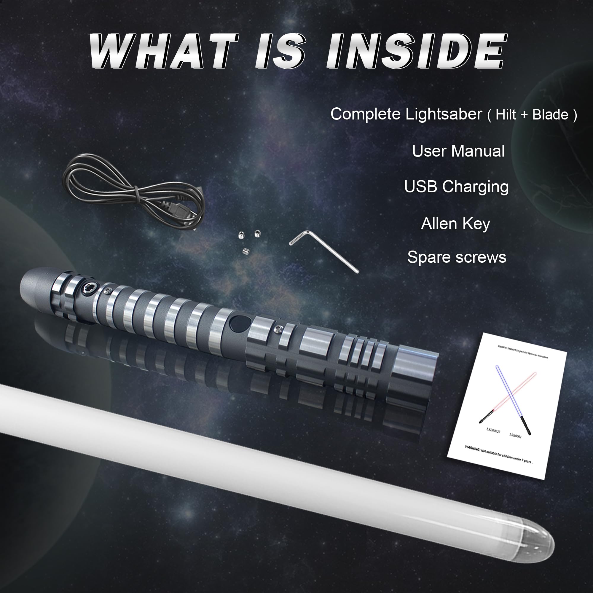 Spada laser Led Light Metal Alluminio Hilt, Fantasma Premium 3 modalità Sound Force FX Grey Hilt Series cambia colore Duello spada laser ( Grey Hilt )