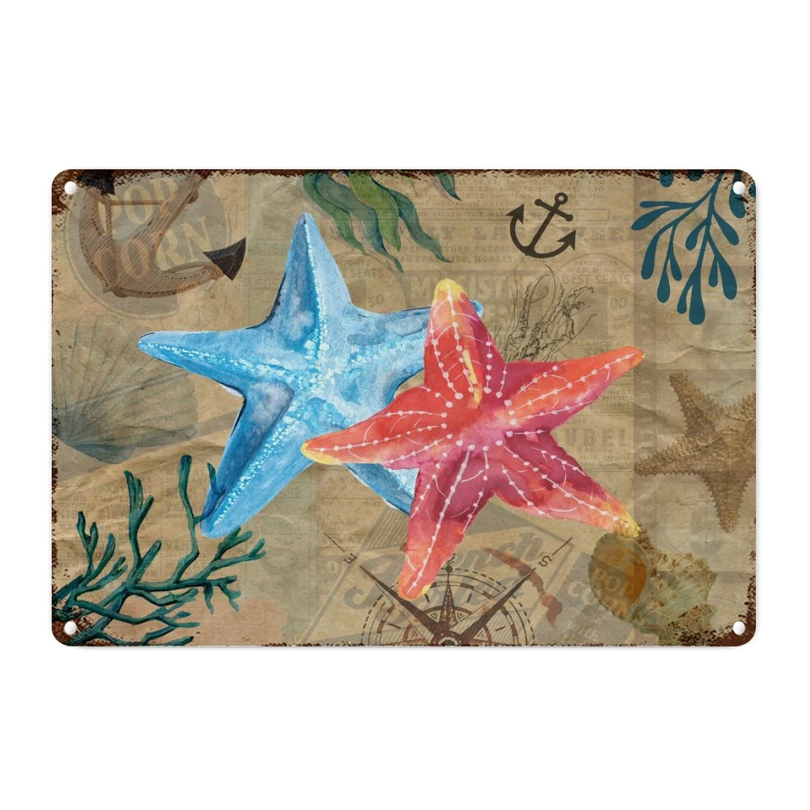Panneau en aluminium corail et étoile de mer pour créer une ambiance bord de mer