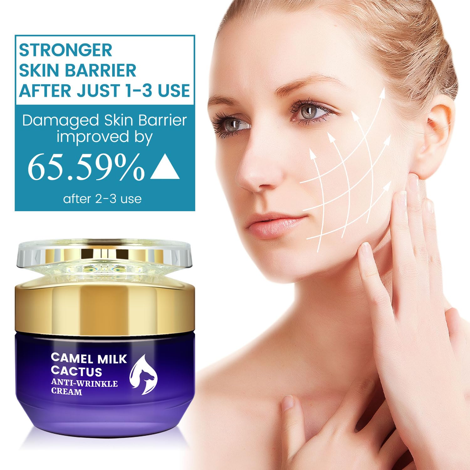 PEGO Camel Milk Cactus Repair Moisturizing Cream, Anti Wrinkle Face Moisturizer for Women, Promotes Collagen Synthesis, Accelerates Cell Turnover, Reduces Wrinkles & Spots, 50g/e1.764oz - Image 5