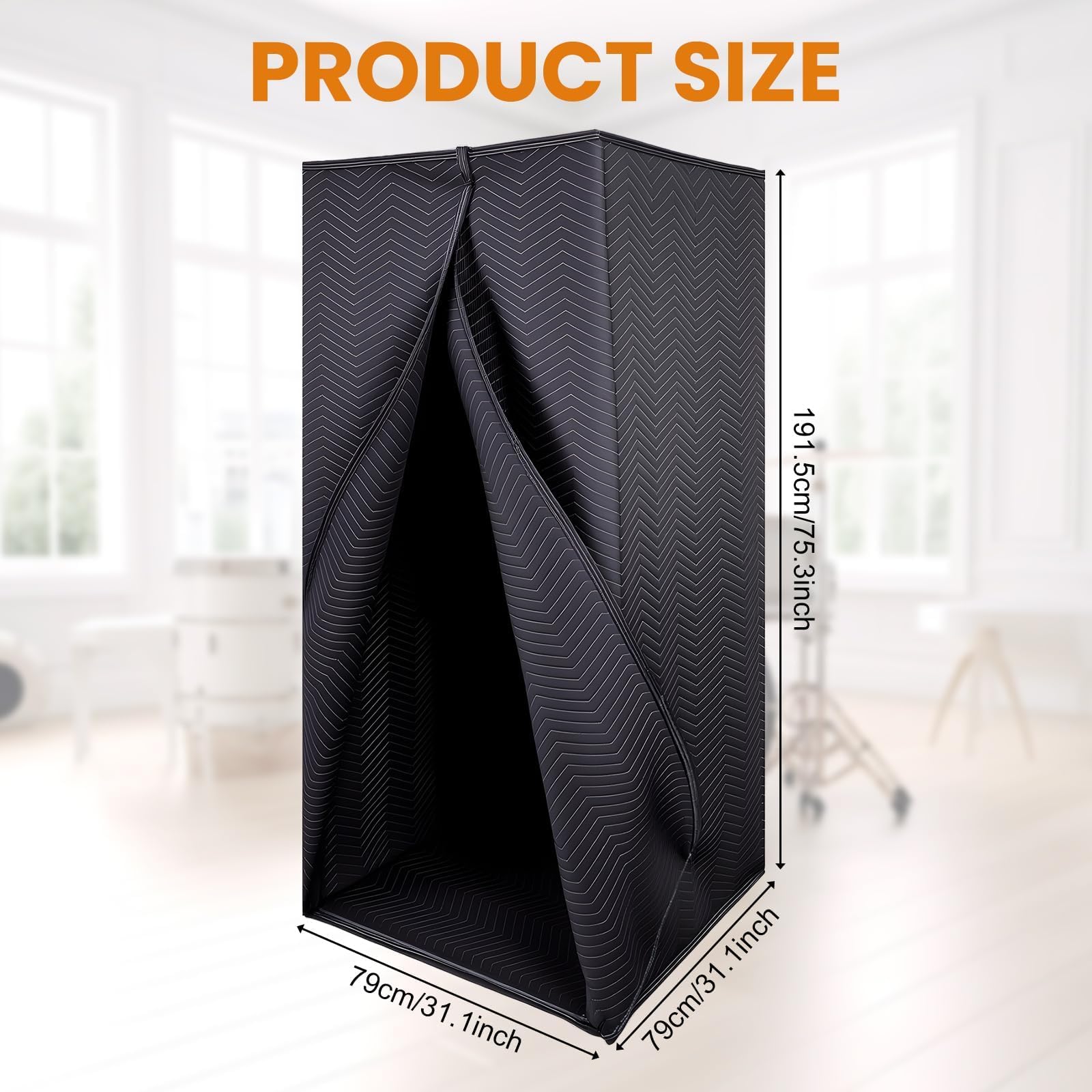 Tragbare Gesangskabine, 1,9 m Höhe, echofreie Aufnahmekabine Sound Booth, Faltbare Home Recording Studio Vocal Booth mit Tragetasche, für Voiceover, Musik, Spiel, Podcasts, Schwarz