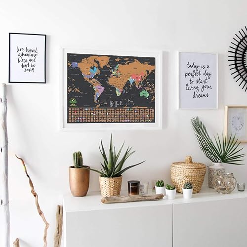 Miniatura 2 de Póster de mapa del mundo para raspar con los estados de Estados Unidos y las banderas de los países, haz un seguimiento de tus aventuras Incluye