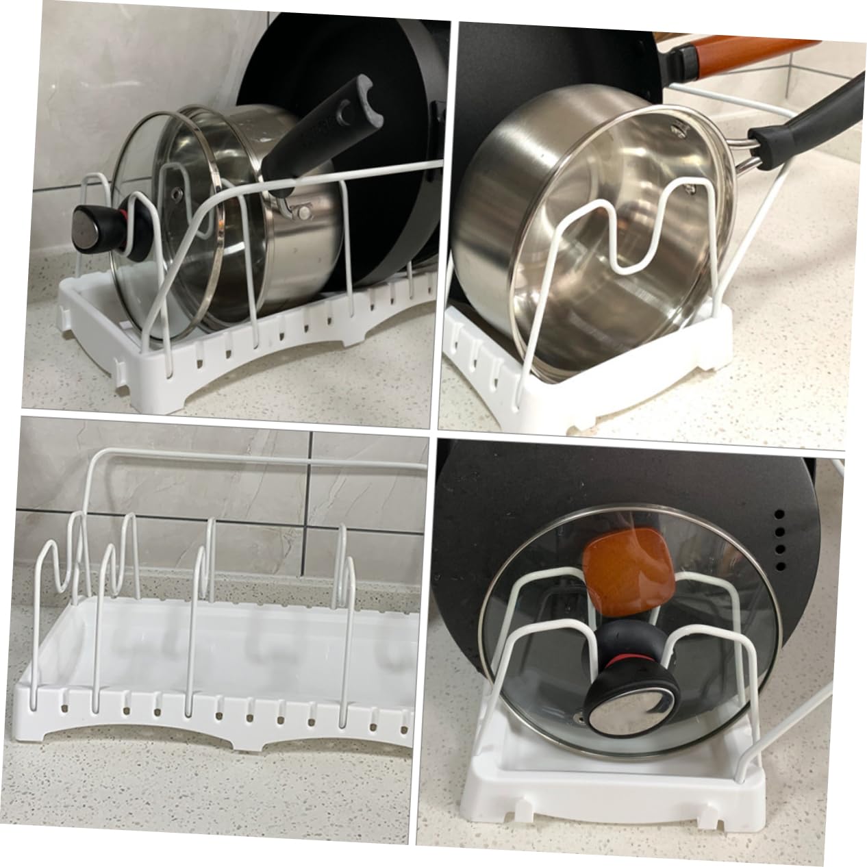 BESTYASH Porta Coperchi Regolabile da Cucina 1 Pezzo in Metallo e Plastico | Design a Scomparti Paratia Regolabile, Facile da Pulire, Adatto per Hotel e Feste