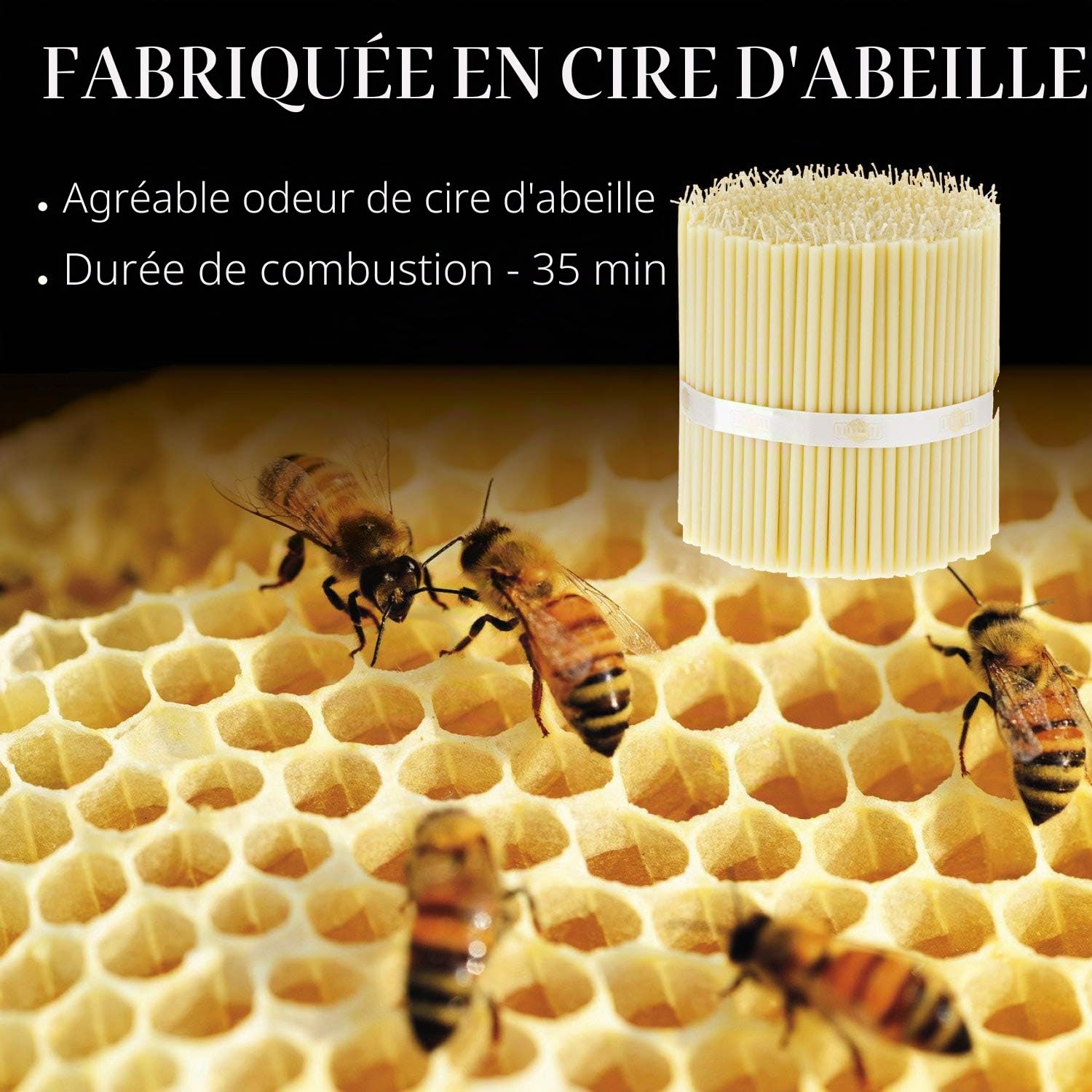 Danilovo Lot de 600 bougies blanches en cire d'abeille – Bougies orthopédiques pour prière, rituels, décoration de table de mariage – Non toxique – sans goutte, N120, hauteur : 15 cm, Ø 5,4 mm