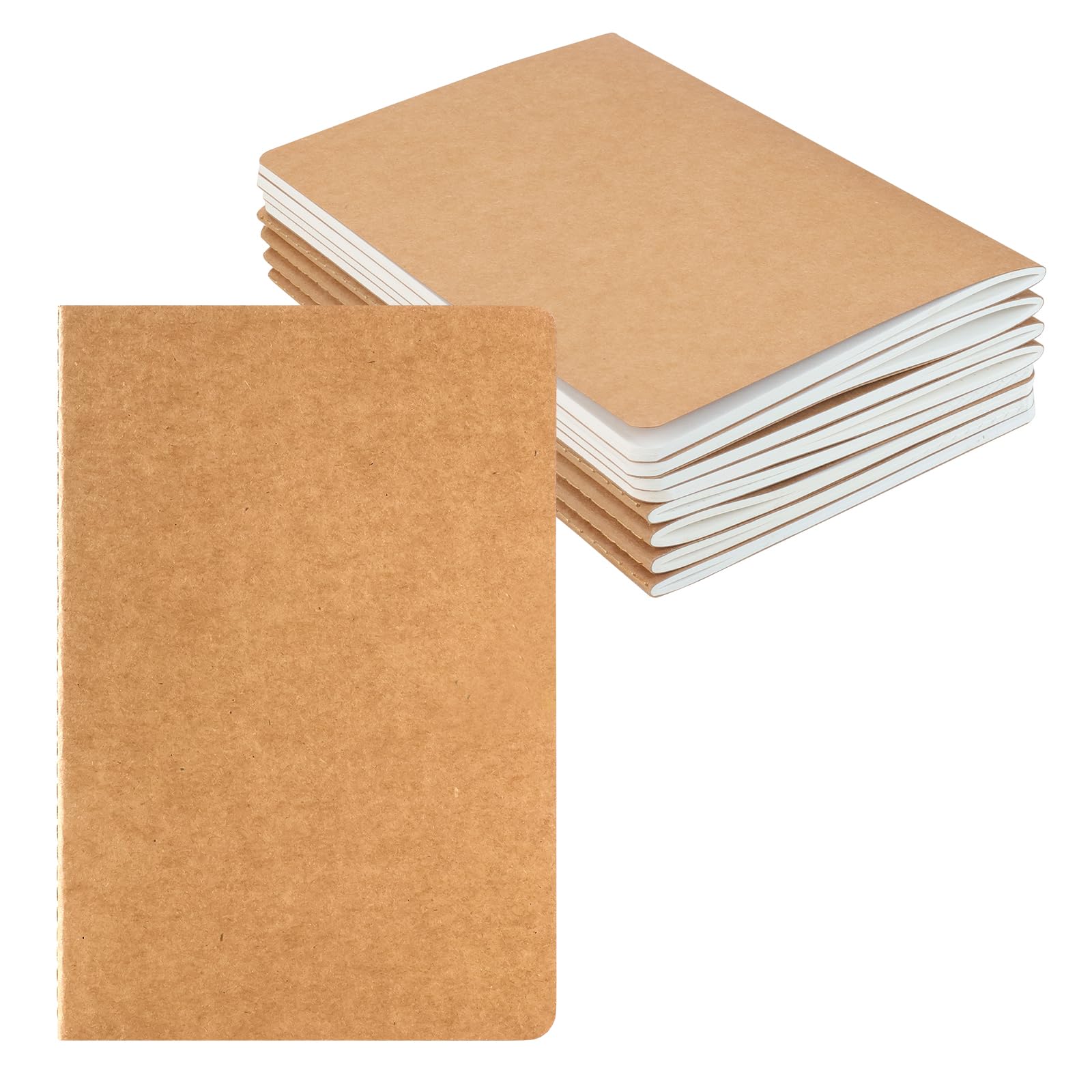 HOMEMARS A5 Notebook,100 g/m²,Thick Paper,8 Pack,14 x 21 cm,60 Pages, Lined,Kraft Cover Lined Notebooks, Journal Notebook for Students, Writing, Classroom, Travel,Business,Memo Diary Subject Notebook
