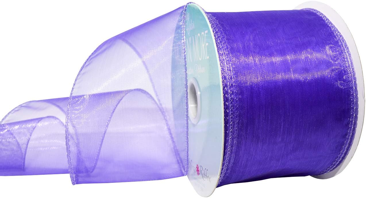 Morex Ribbon Wired Chiffon Ribbon, 2.5-in x 20-Yd, Purple