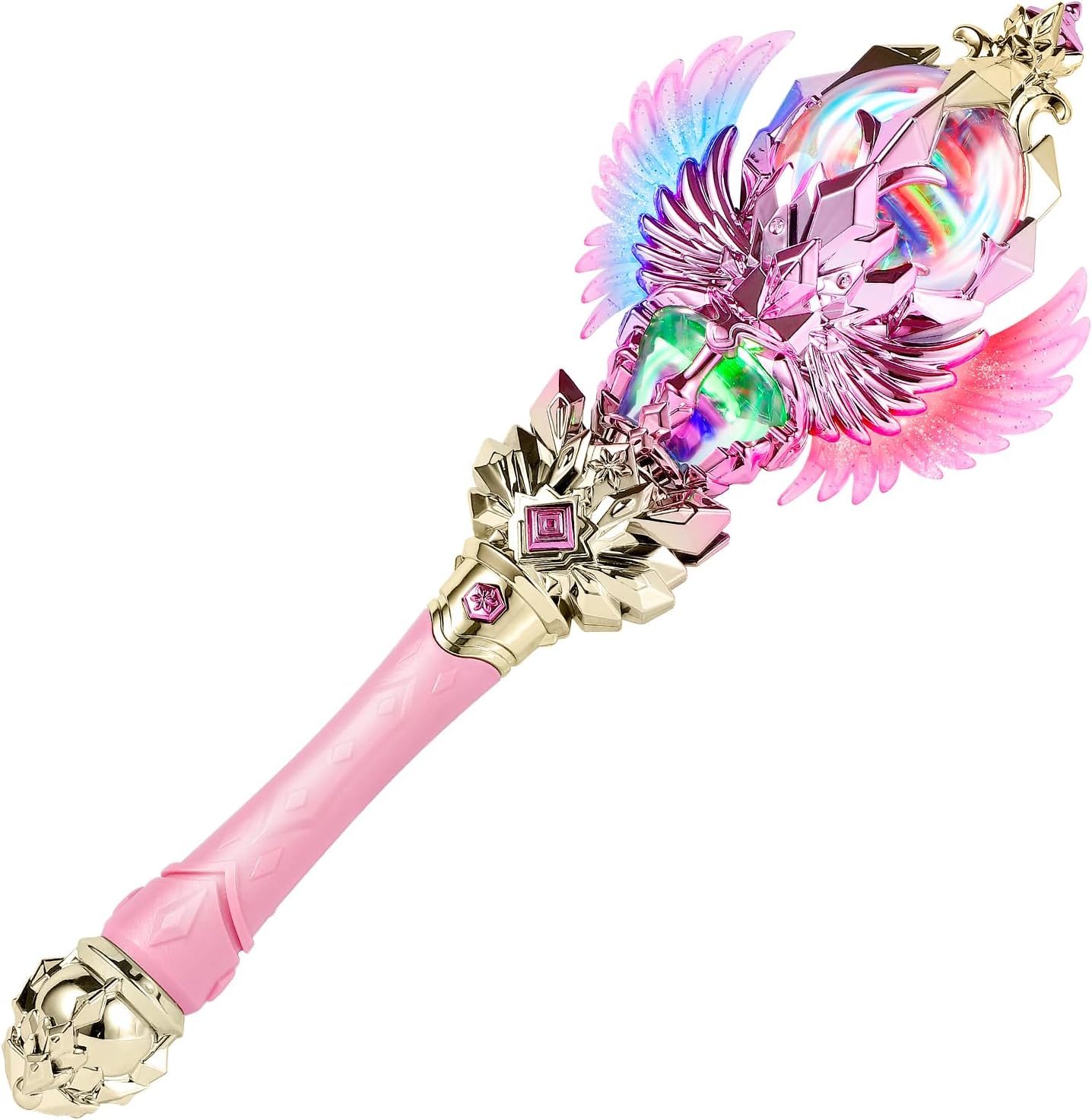 Light Up Magic Princess Wand – Dual Lights, Spinning LEDs with Sound, Snowflake Fairy Wand for Dress-Up, Cosplay, Birthday Gift for Kids, Pink
