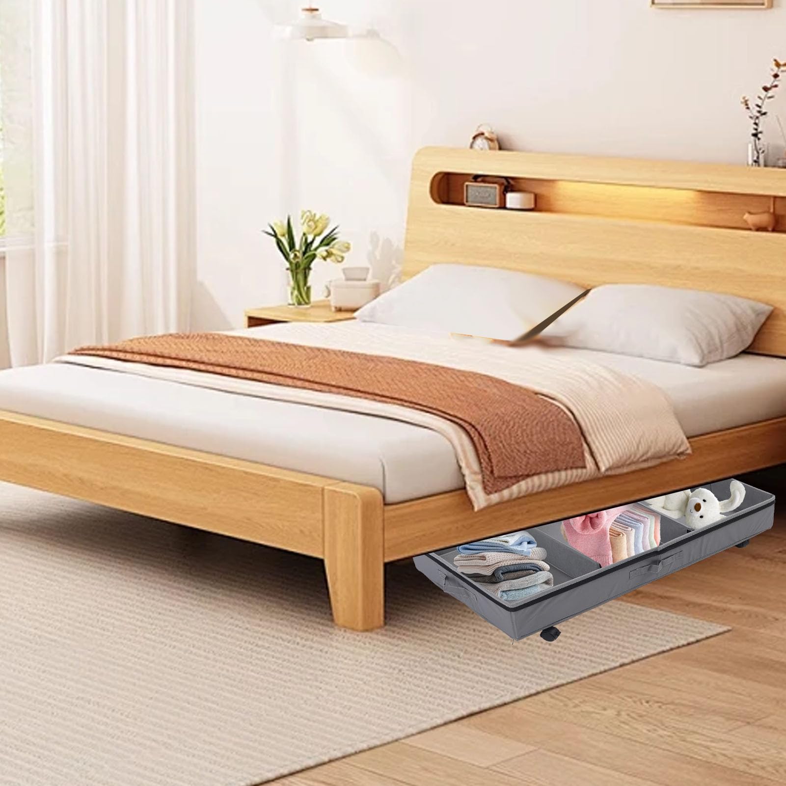 Contenitore portaoggetti sotto il letto Cassetto con rotelle Contenitore per scarpe sotto il letto Carrello portaoggetti sotto il letto con rotelle Contenitore in metallo