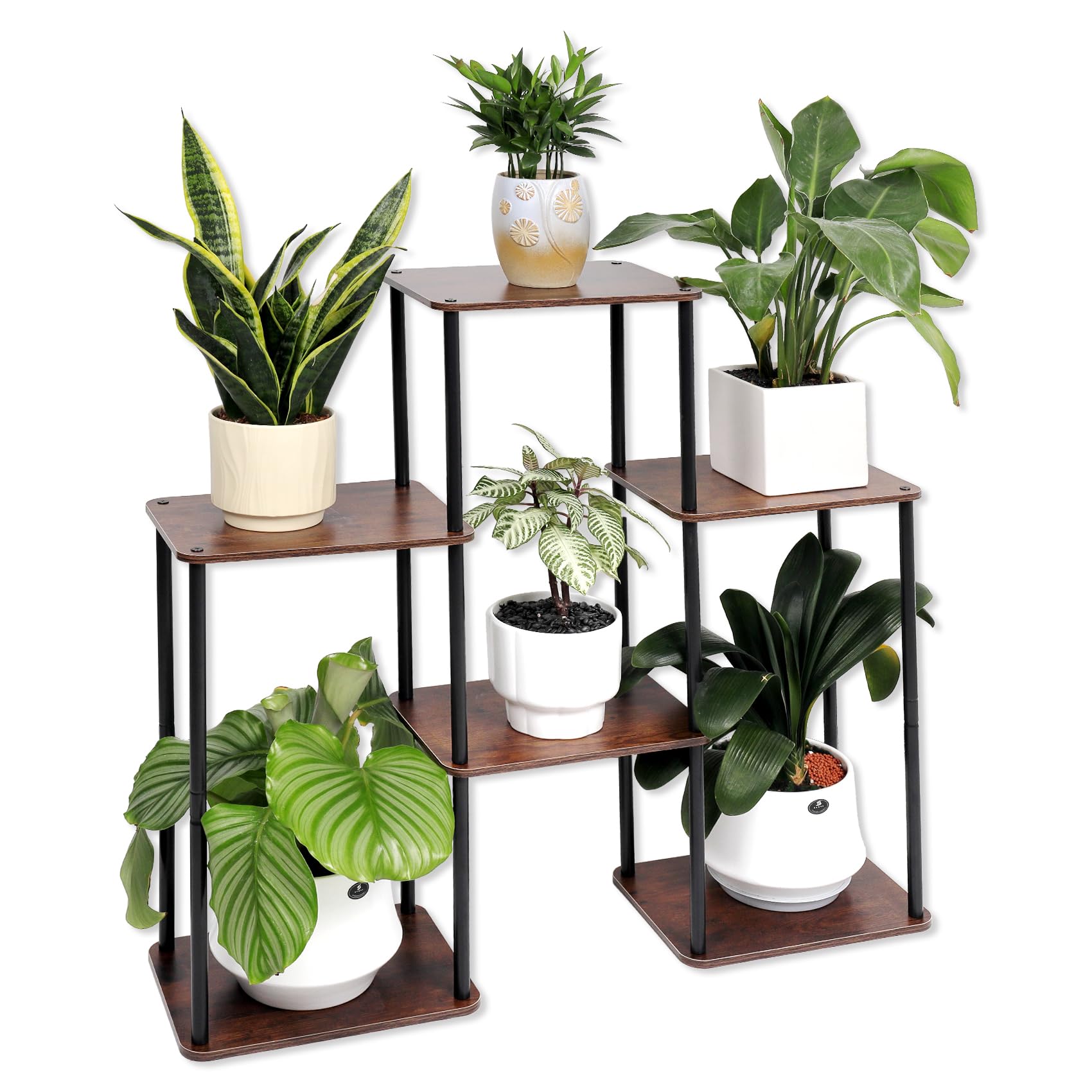 Pflanzenständer für den Innenbereich, 6-stöckiges, 71 cm hohes Pflanzenregal aus Holz für mehrere Pflanzen, großes Blumenständer-Regal im Leiterdesign für den Außenbereich, geeignet für Wohn