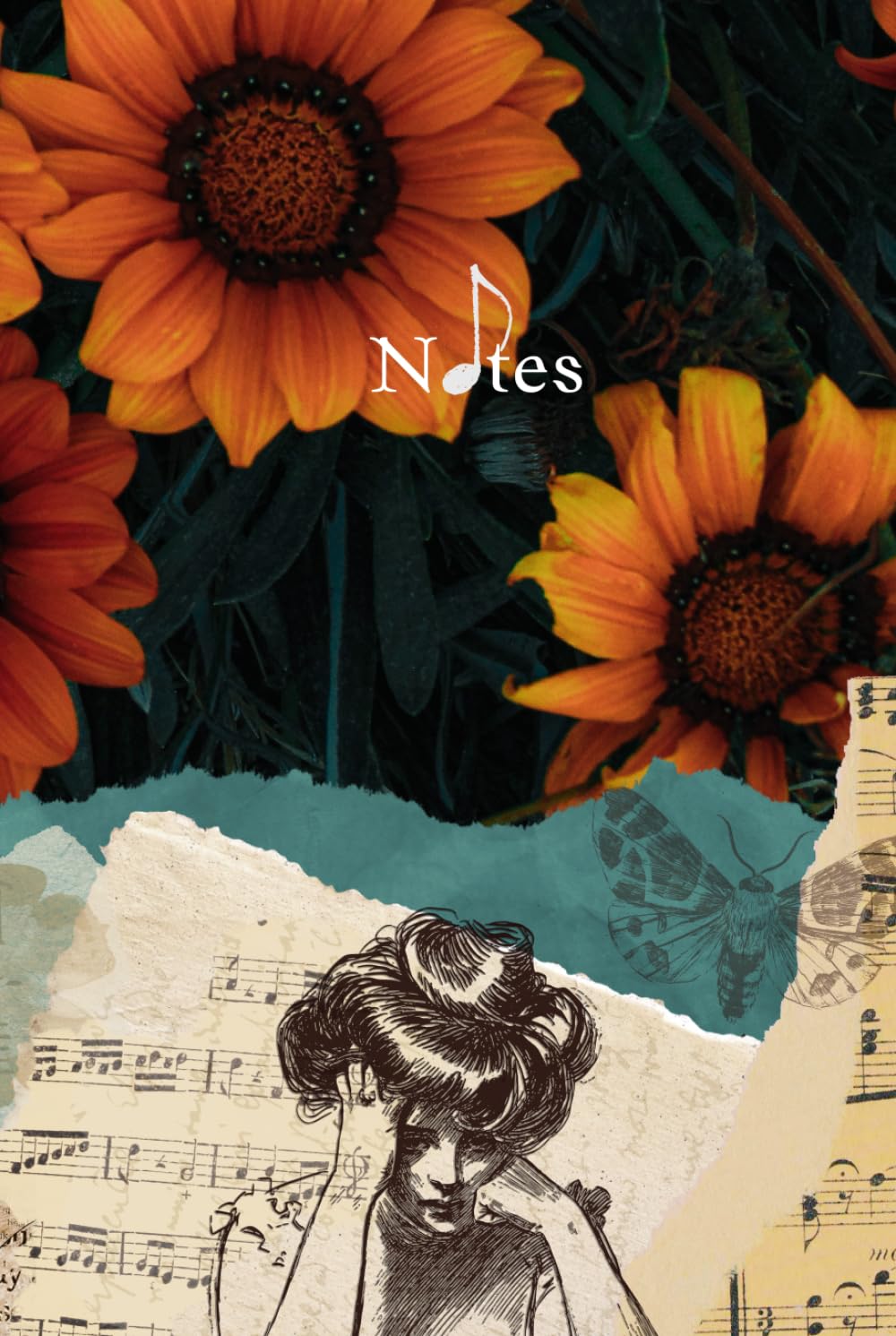 Carnet dark flowers vintage pour journal intime et croquis