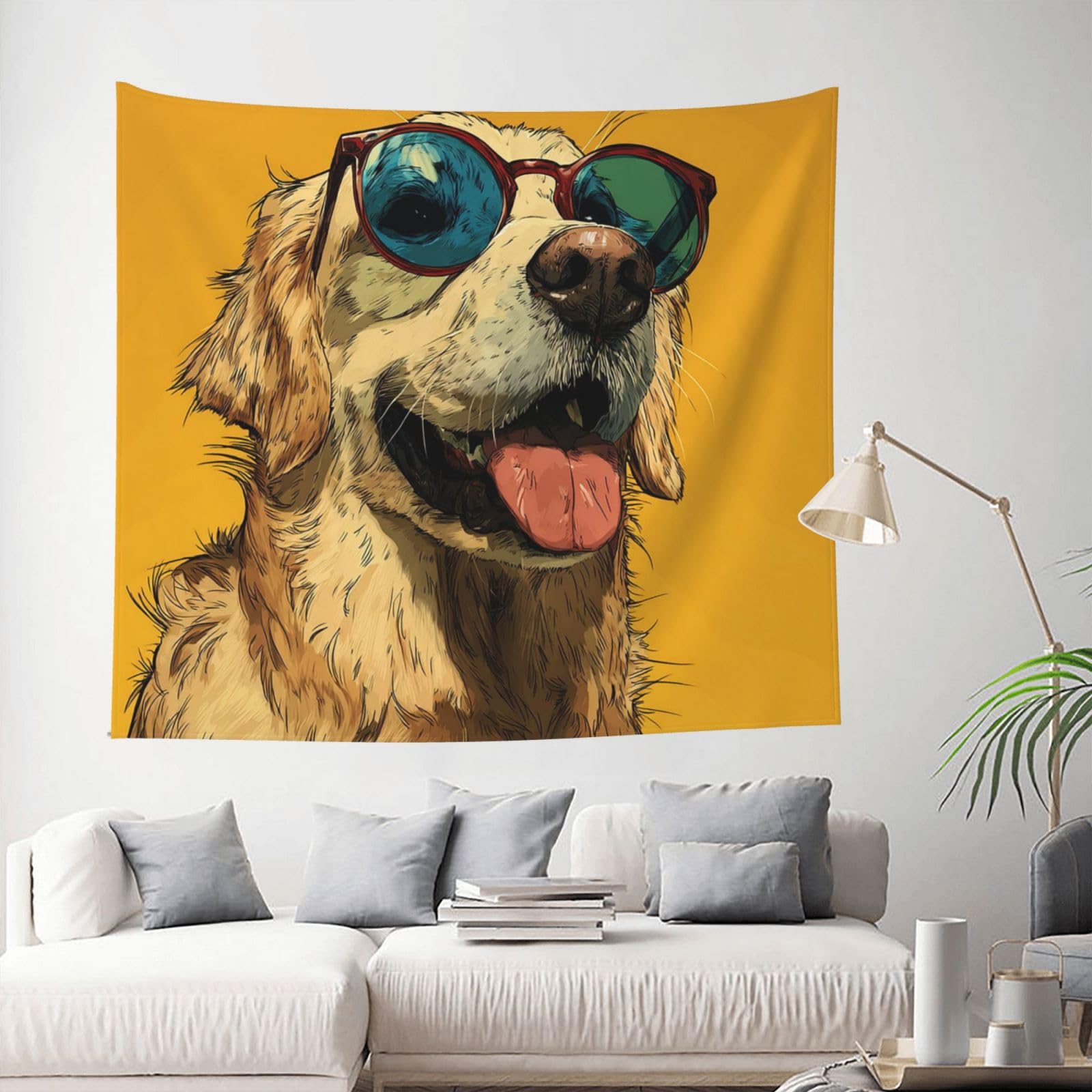 Tapestry 153 X 130 CM Inches Wall Hanging for Living Room Funny Golden Retriever Tapestrys Home Decor Soft Aesthetic Tapestries Hanging Decor Blanket Wall Tapestry for Bedroom Dorm Indoor Outdoor