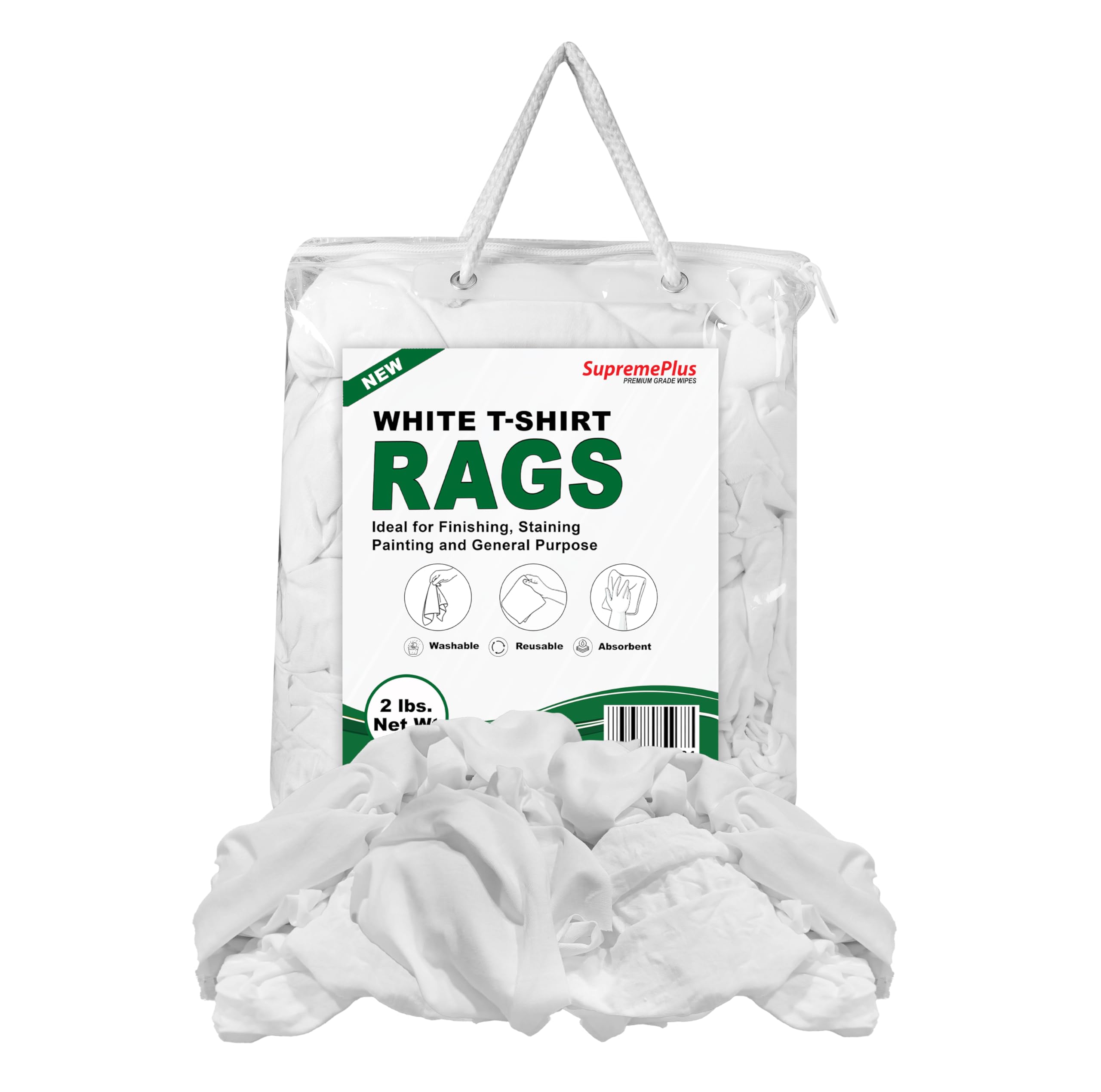 Premium White T-Shirt Cleaning Rags (2 lbs. Bag) – White Cotton Rags for Cleaning, Staining, Painting, Oil, Grease & Dust Removal – Shop Rags Bulk for Multipurpose use