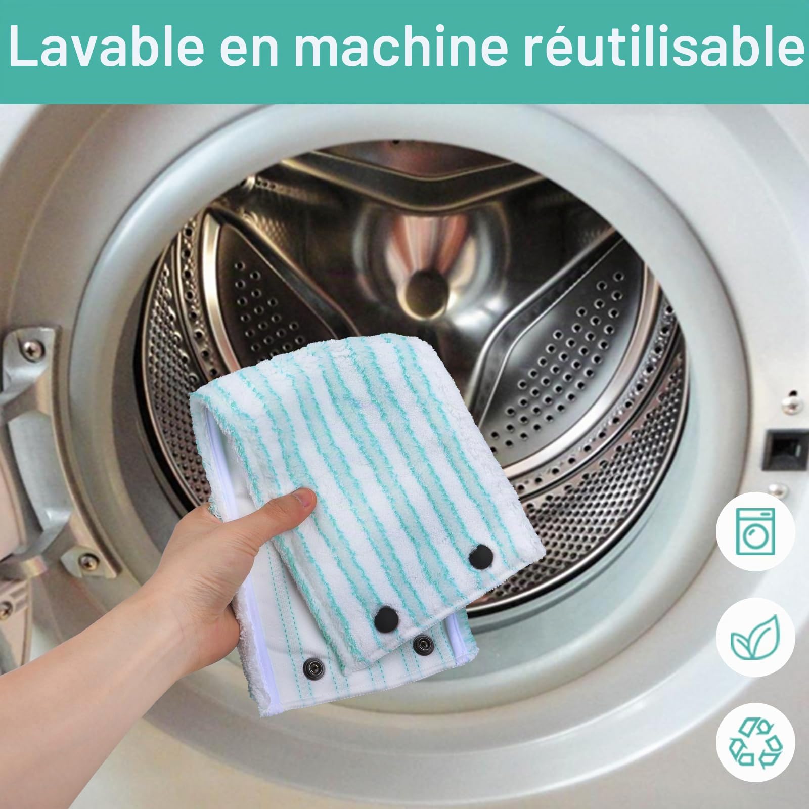 Sgizoku 6 pièces de rechange Leifheit Clean Combi Twist M Micro Duo Ensemble d'accessoires de rechange Mop fort pouvoir de nettoyage 42 x 15 cm