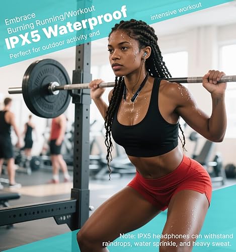 Miniatura 6 de Hmusic H08 - Auriculares con banda para el cuello Bluetooth 6.0, auriculares inalámbricos con banda para el cuello, micrófono de retorno de voz,