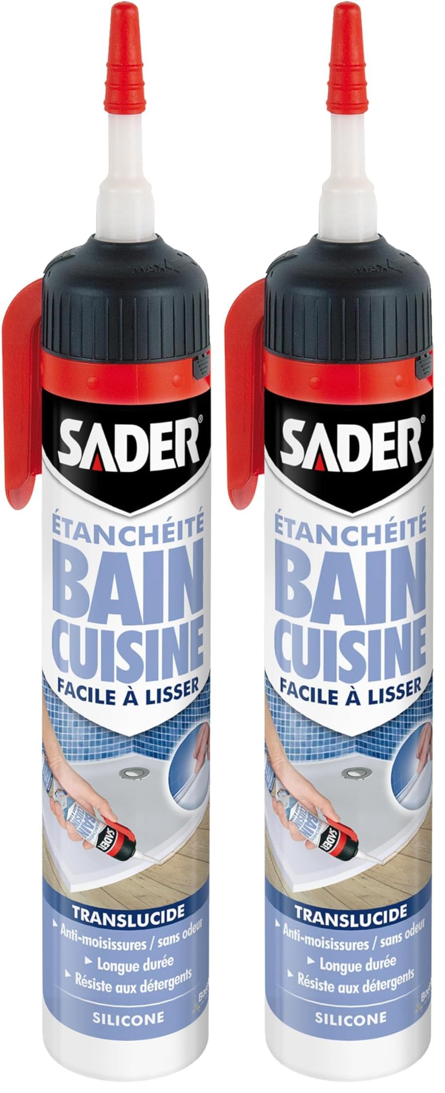 Mastic d'étanchéité Sader joint transparent pour rénover douche et cuisine