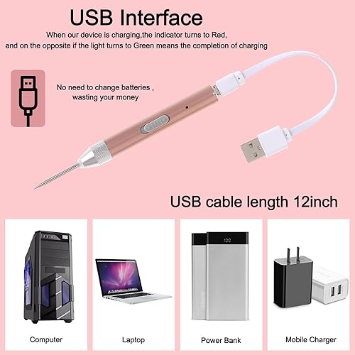 Miniatura 6 de 2 piezas de herramientas LED recargables para vinilo, herramienta de deshierbe de vinilo con luz con pasador y gancho, para manualidades, siluetas,