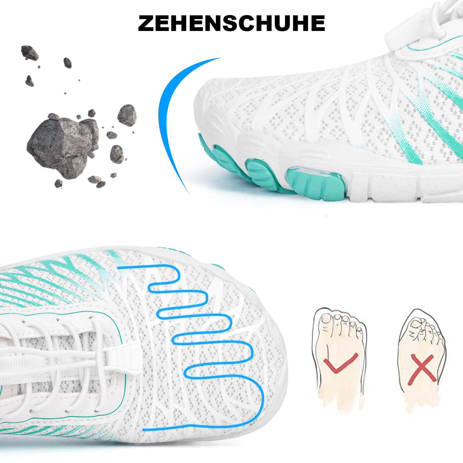 RUYI Unisex buty do biegania w terenie, miękkie, lekkie, z antypoślizgową podeszwą i szerokim obszarem na palce, szybkoschnące buty kąpielowe