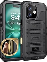 Beeasy Waterproof Case for iPhone 16 Plus IP68 Waterproof Metal Shockproof 360 Full Body Shatterproof Case with Built-in Screen Protector, Military Protection Case Outdoor Construction Black