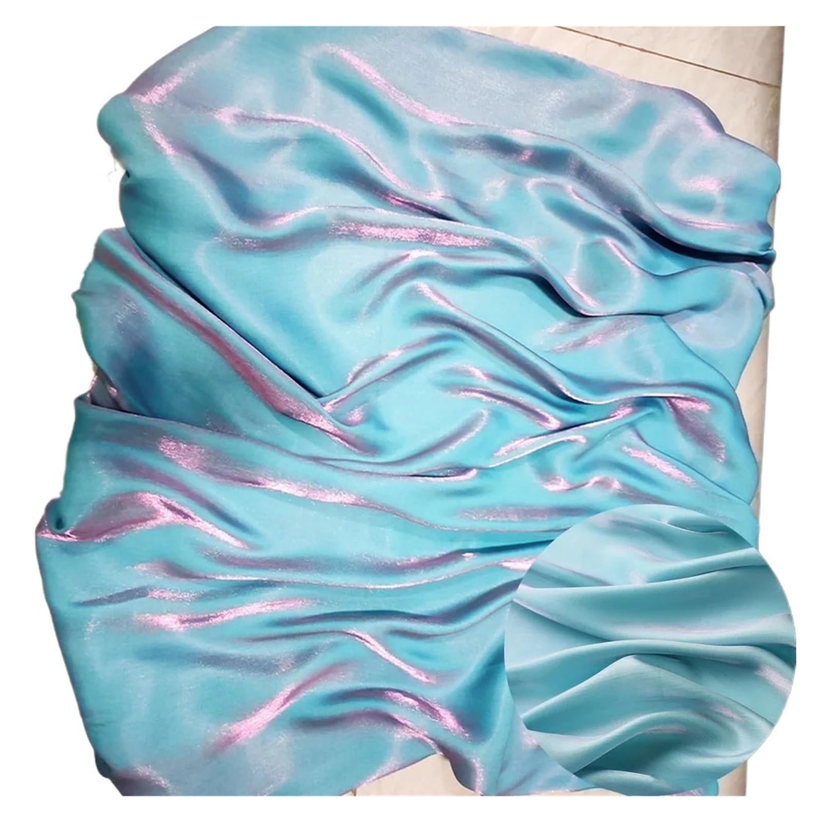 Silky Satin Fabric， Satin Fabric Multicolor 100x150cm for Skirts, Bridal Veil, Prom Gown Sewing(Light Blue)