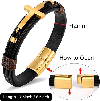 Jennoria Men's Brown Braided Leather Cross Bracelet - Multi-Layer Religious Bracelet Gift, Adjustable 8.46 Inch - View #7