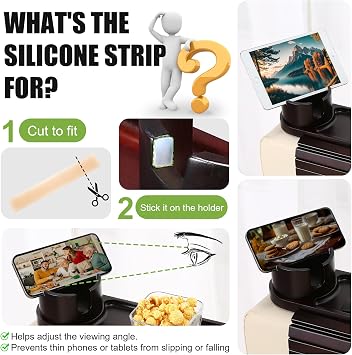 Couch Cup Holder with Phone Stand, Couch Arm Tray for Armrests Over 4.9 | Bamboo Couch Armrest Table with 360° Rotating Phone Stand, 3 in 1 Foldable Sofa Arm Tray Table for Remote, Snacks, Drinks