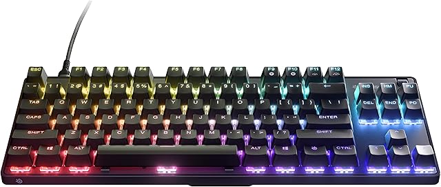 SteelSeries Apex 9 TKL - Mechaniczna klawiatura gamingowa  przełączniki optyczne  2-punktowa aktywacja  Kompaktowa forma Esports Tenkeyless - Układ Amerykański (QWERTY), Kompaktowy (TKL)