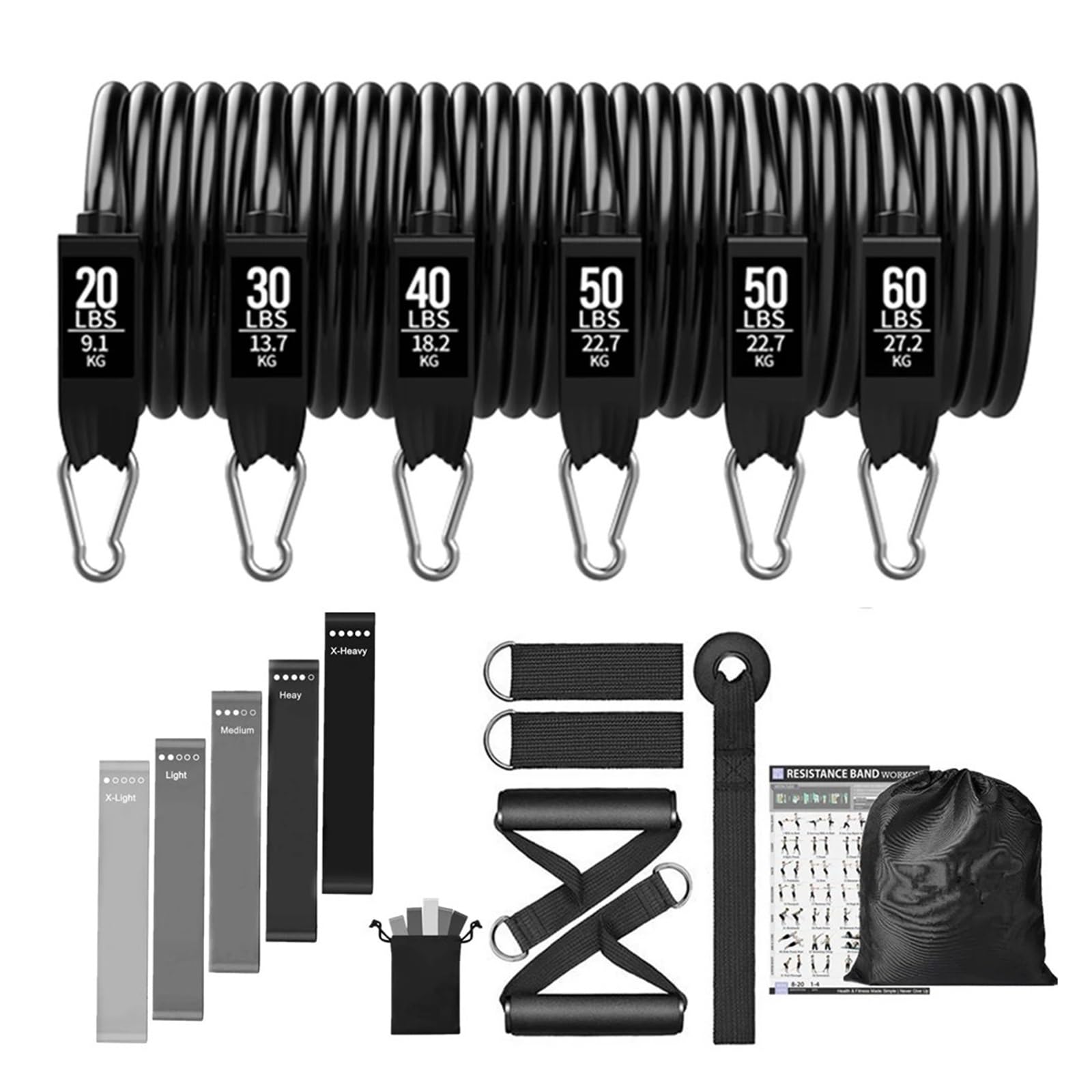 fasce di resistenza con maniglie Allenamento con fascia elastica di resistenza al bottino fitness da 300 libbre for l'allenamento