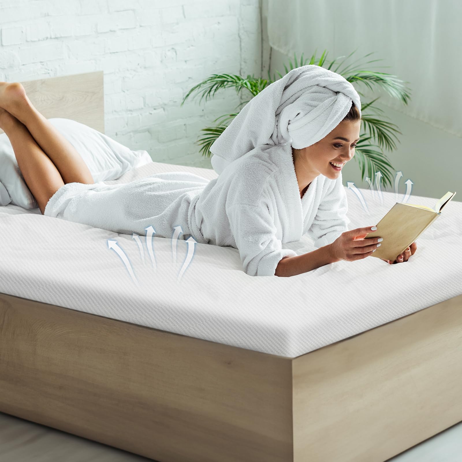 Memory Foam Mattress Topper Double – Removable Zipped Cover, Breathable & Washable, Orth...