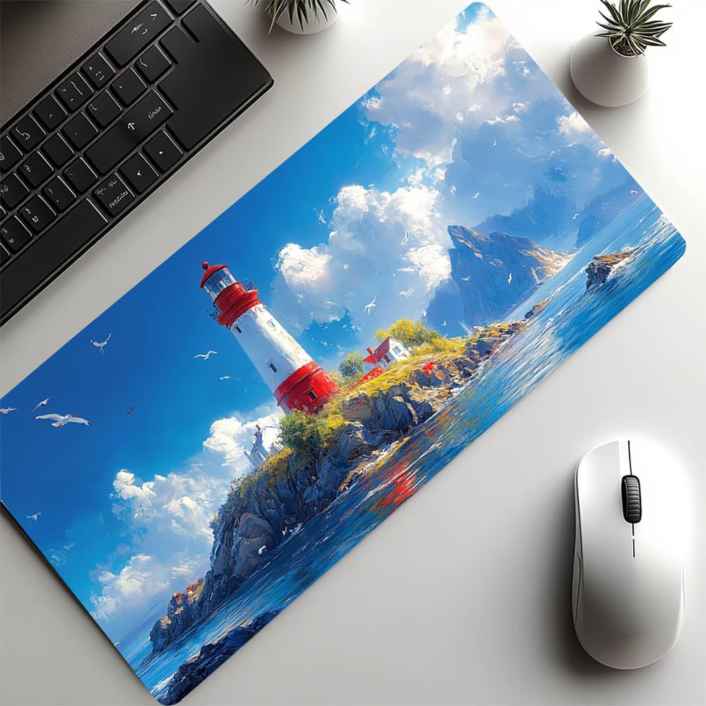 Reflektor Wodoodporna podkładka pod mysz krajobrazowa XXL 1000 x 500 x 3 mm, podkładka pod mysz do gier Poprawa precyzji i szybkości, podkładka pod mysz do biura dla graczy Bezprzewodowa klawiatura PC