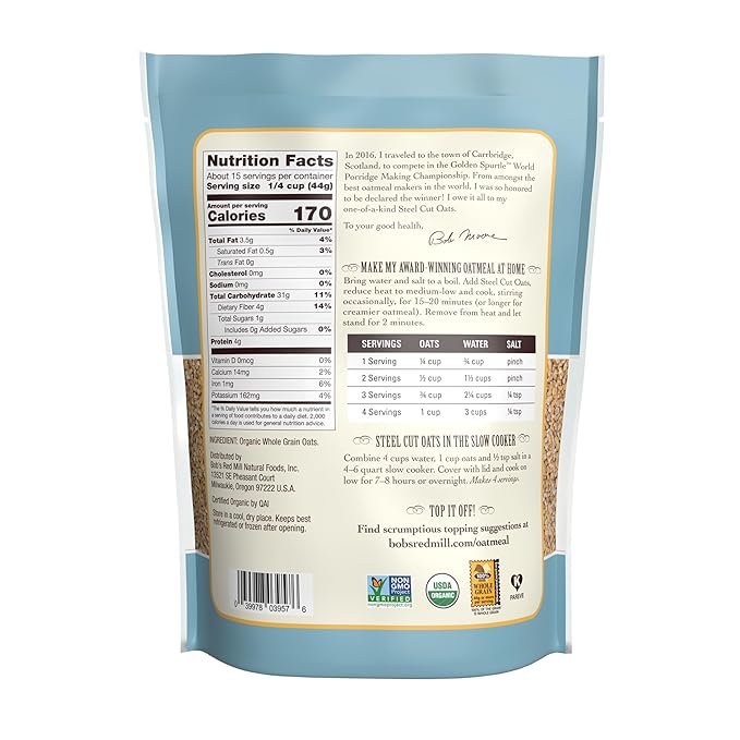Bob's Red Mill Avena Orgánica Steel Cut, 24 oz (Paquete de 4) miniatura 2