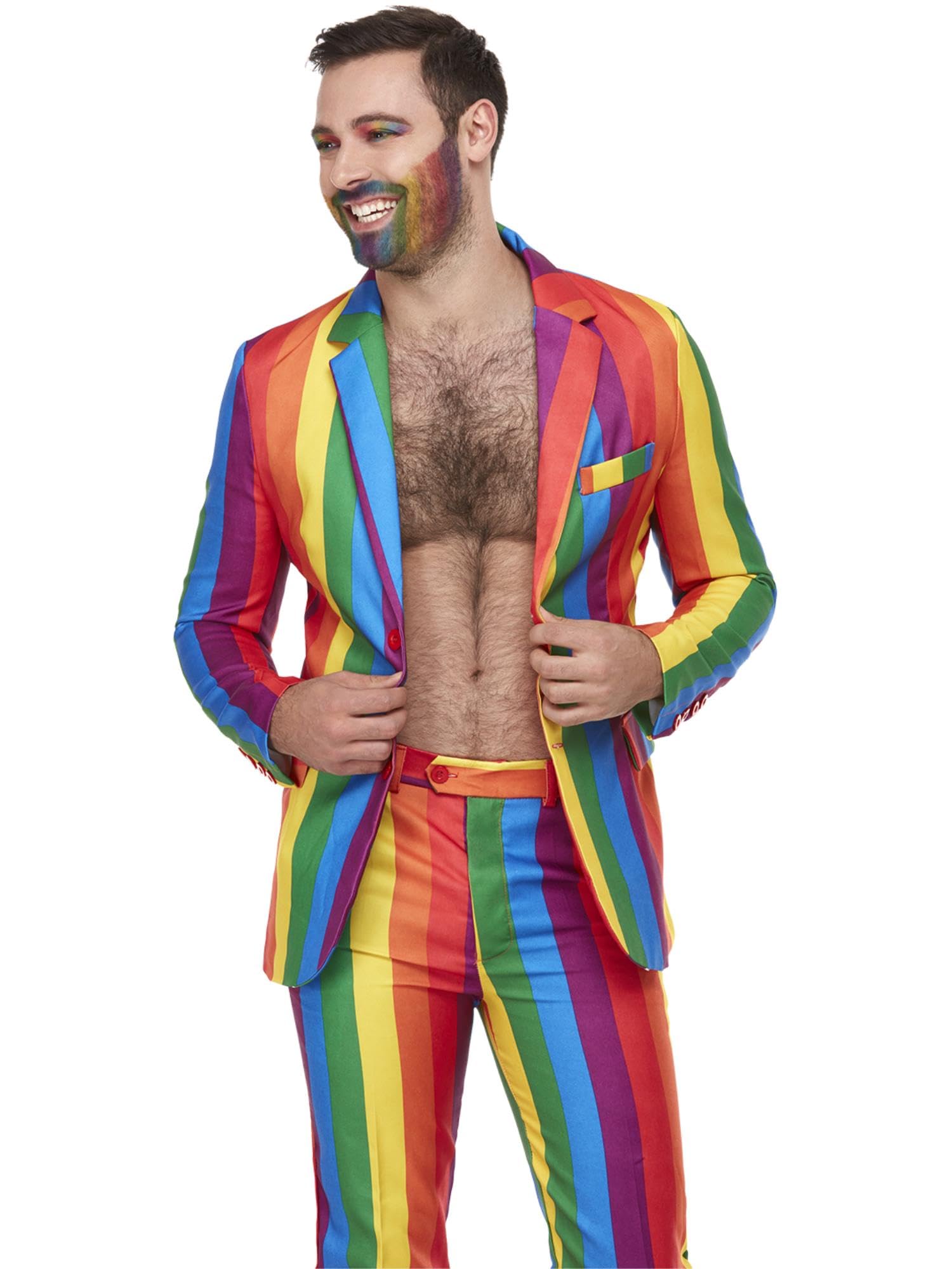 Smiffy's 27560L - Over The Rainbow Anzug mehrfarbige mit Jacke Hosen und Krawatte