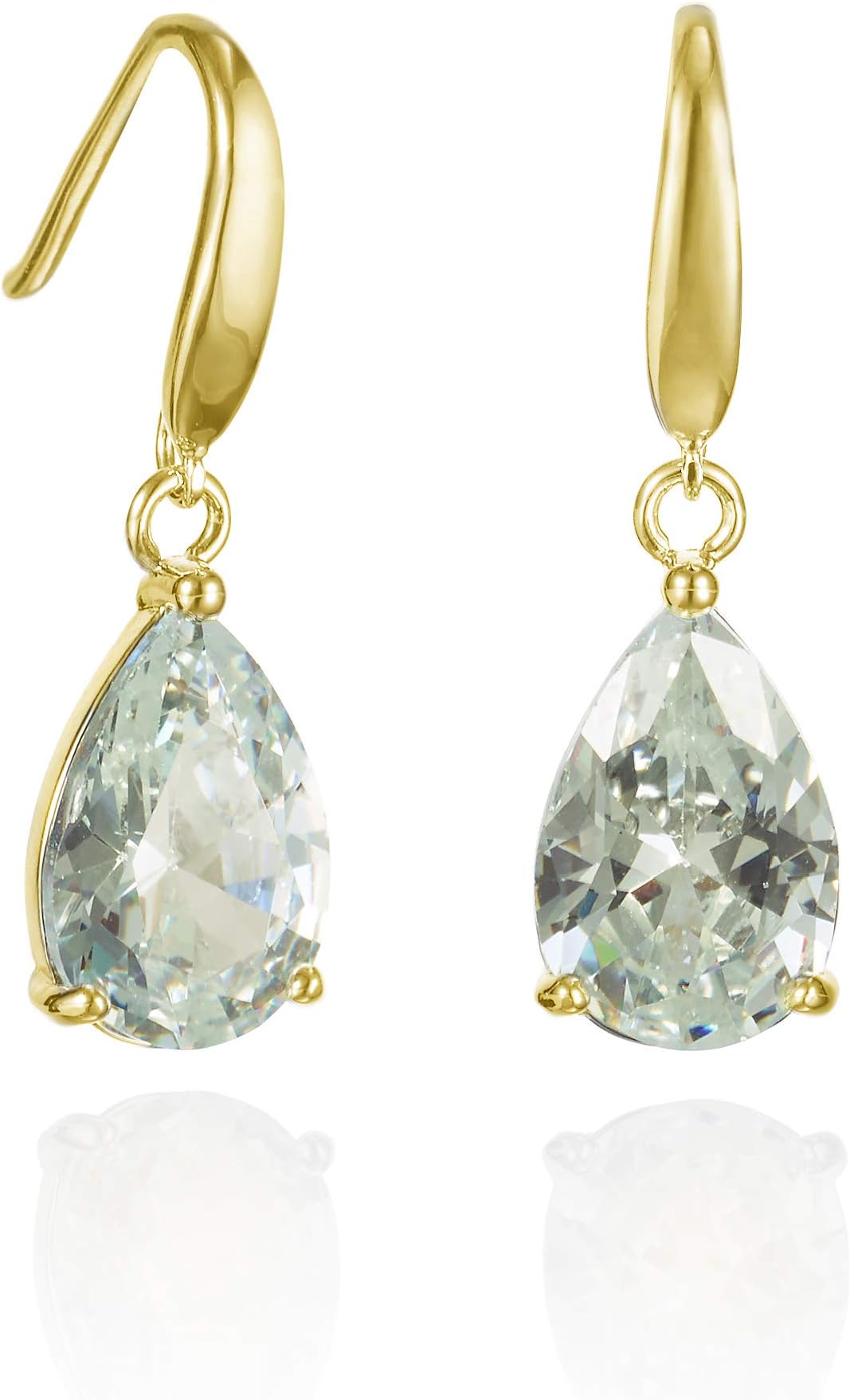 Pear Drop Earrings for Women and Teen Girls, available with Blue, Pink, Red, Green, Sky Blue or Clear Stones in a Pear Cut, Elegant Teardrop Earrings for Women with Giftbox