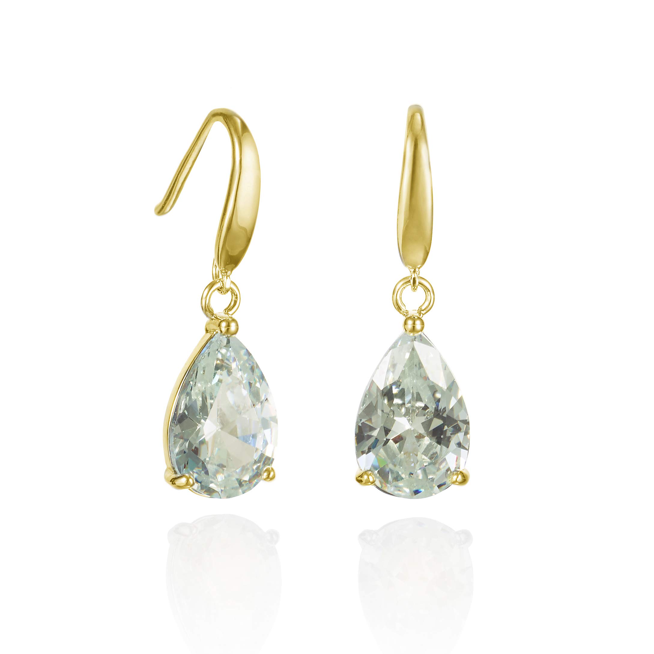 namanaPendientes de Gota Clásicos para Mujer, Pendientes Colgantes de Pera con Piedra Blanca, Azul, Verde, Roja o Rosa Champán, Pendientes con Caja de Regalo