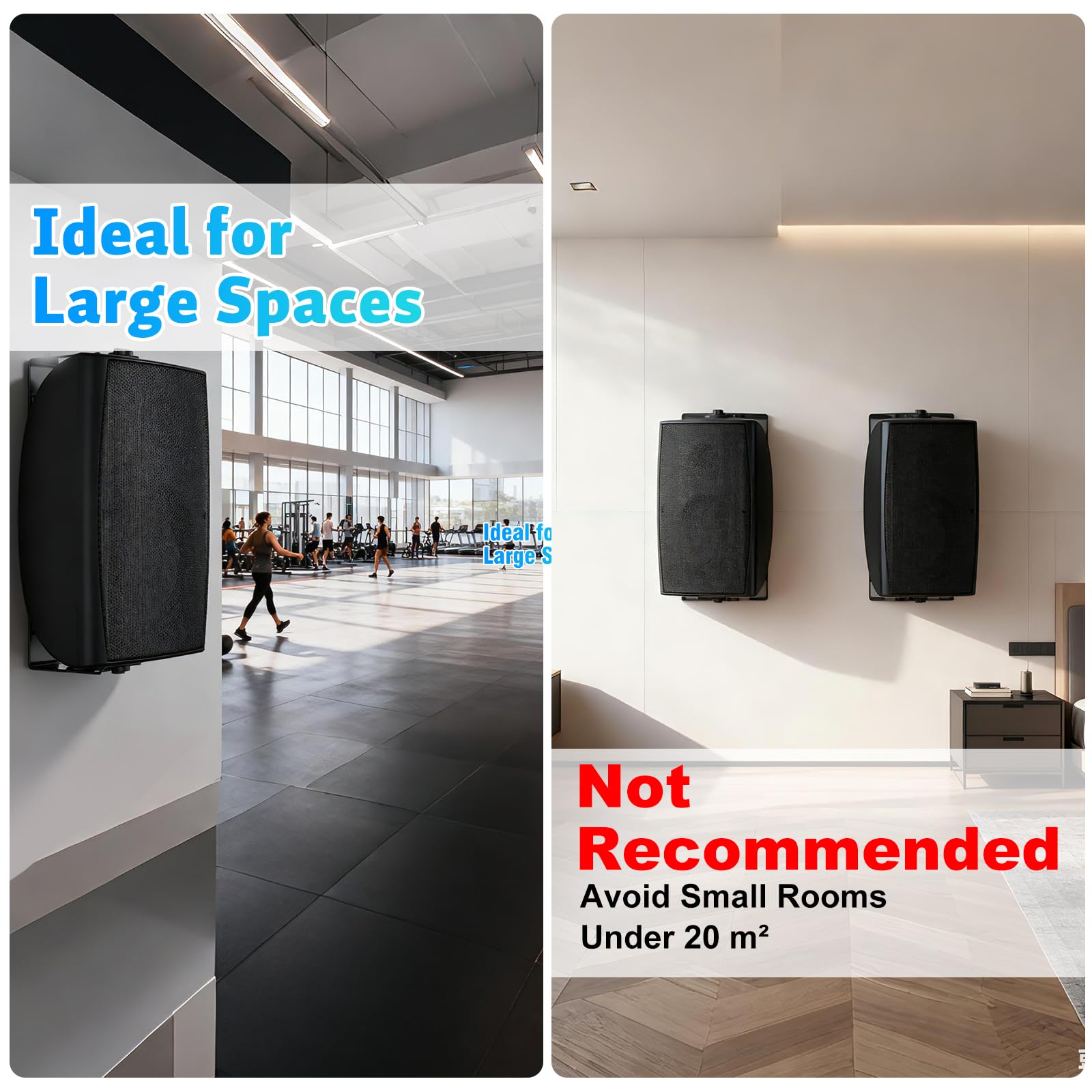 STUDIOFINIX Altoparlanti passivi esterni 8 pollici 600 W IP44 connessione cablata TWS stereo montabili a parete