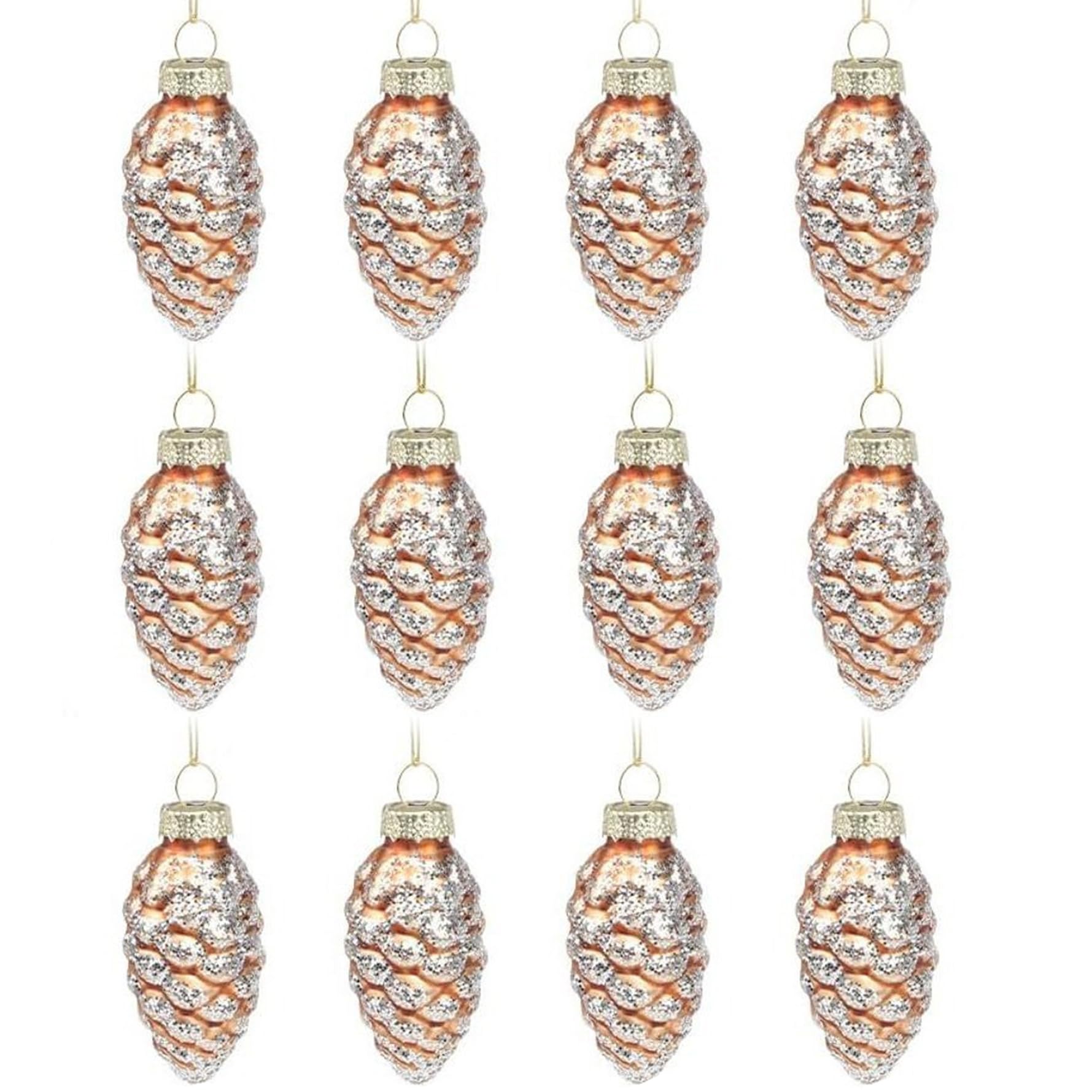 Décorations de Noël en verre soufflé et pommes de pin de prestige pour sapin