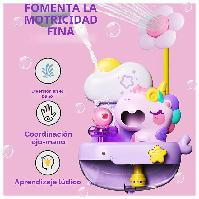 Foto 5 de 8 de SPITZER Toys® Unicornio de Espuma con Ducha para bebé, Juguete de baño con pompas de jabón