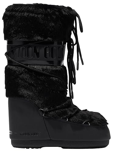 Moon Boot, Icon Faux Fur Insulated Slip On Unisex Snow Boots - 4.5-7 Women/3.5-6 Men - Black