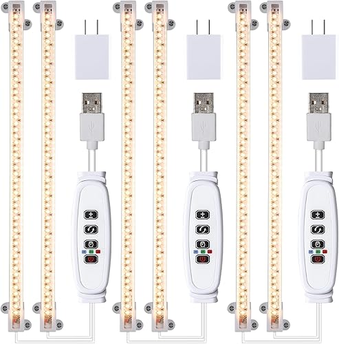 Miniatura 9 de Tiras de luz LED de crecimiento para plantas de interior de espectro completo 3500K, barra de luz para plantas con 96 luces LED con temporizador de