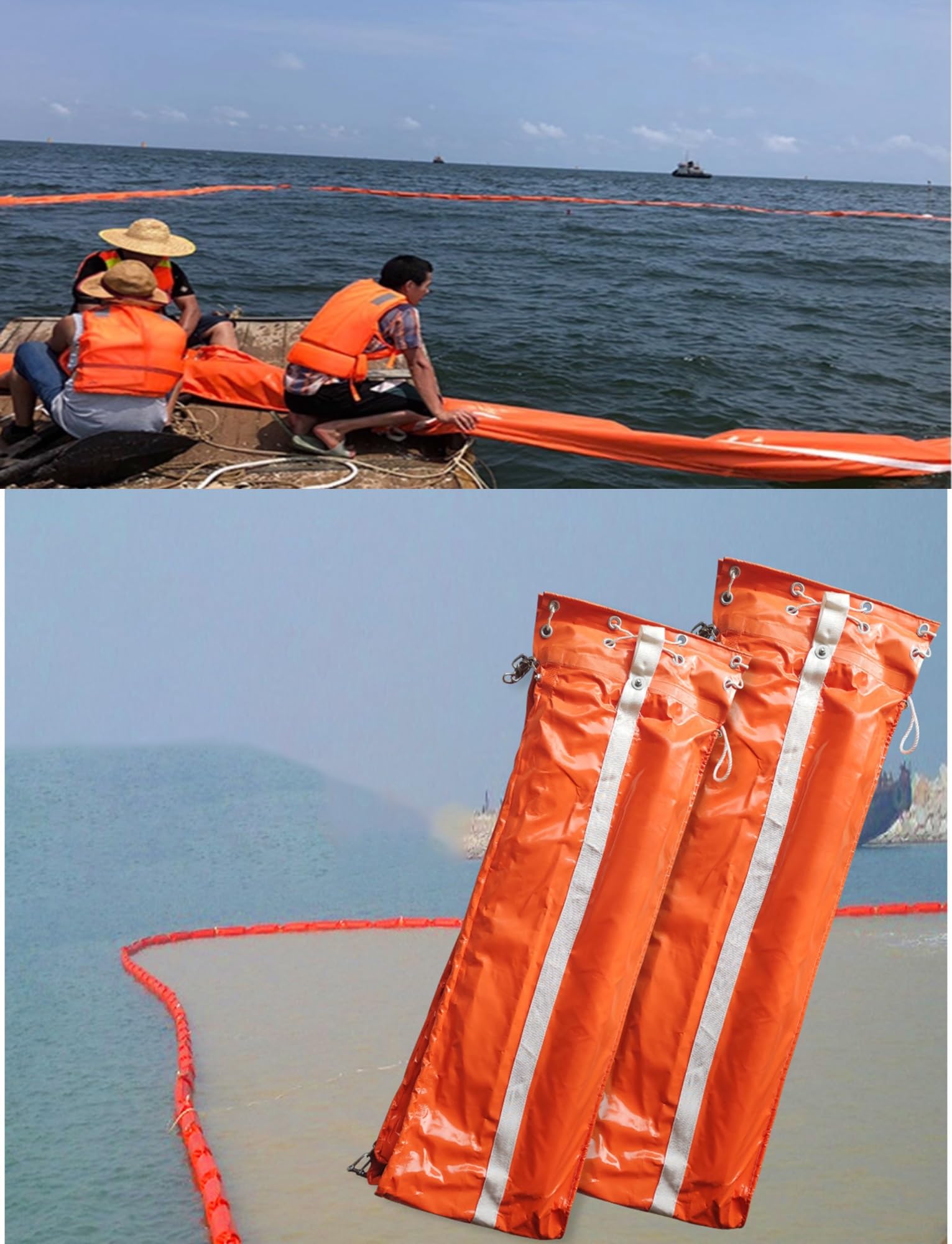 DUANHOZ PVC Oil Boom,10M PVC Floating Oil Boom for Rivers, Lakes & Oceans - Professional Oil Spill Containment Barrier, Water Interception Fence (35cm/13.7in)