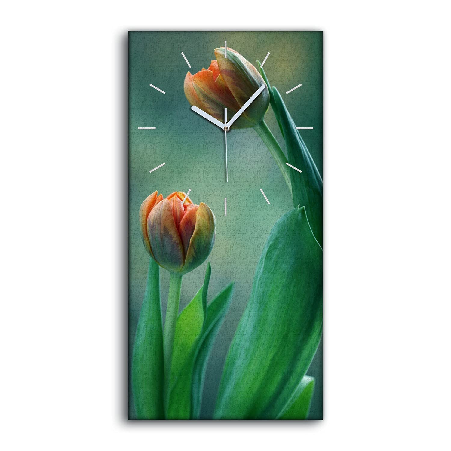 Horloge silencieuse sans tic-tac 30x60cm motif tulipes pour retrouver le sommeil en chambre