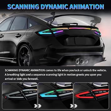 Tail Lights Compatible with 11th Gen Hatchback Type-R FL1 FL2 FL4 FL5,