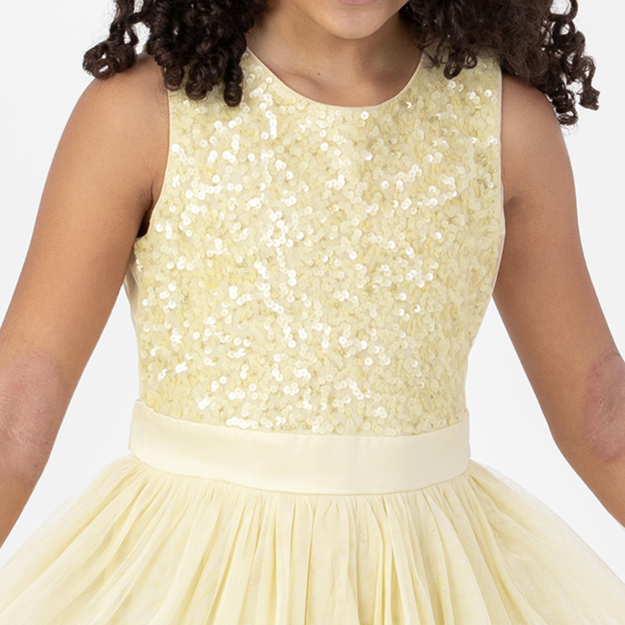 Maya Deluxe Mädchen Midi Dress for Girls Sequins Embellished Party Tutu Bridesmaids Wedding with Belt Bow Kleid – Bild 3