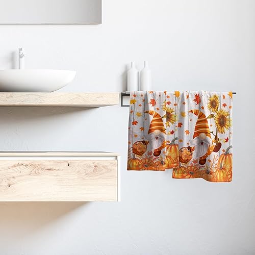 Vista 30 de Giwawa Juego de 2 toallas de mano de hojas marrones, toallas de baño bohemias suaves y delgadas, altamente absorbentes, decorativas, para cocina