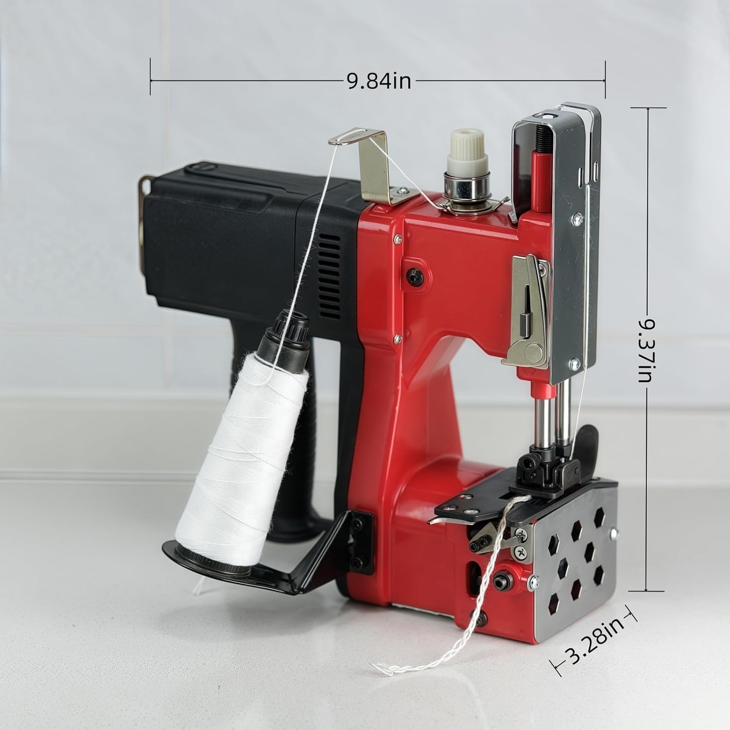 Bag Sewing Machine, 2s/bag Portable Bag Sewing Machine, Industrial Bag Closing Machine for Packing Woven Bags Non-woven Fabrics Leather (Red, Corded - 110V)