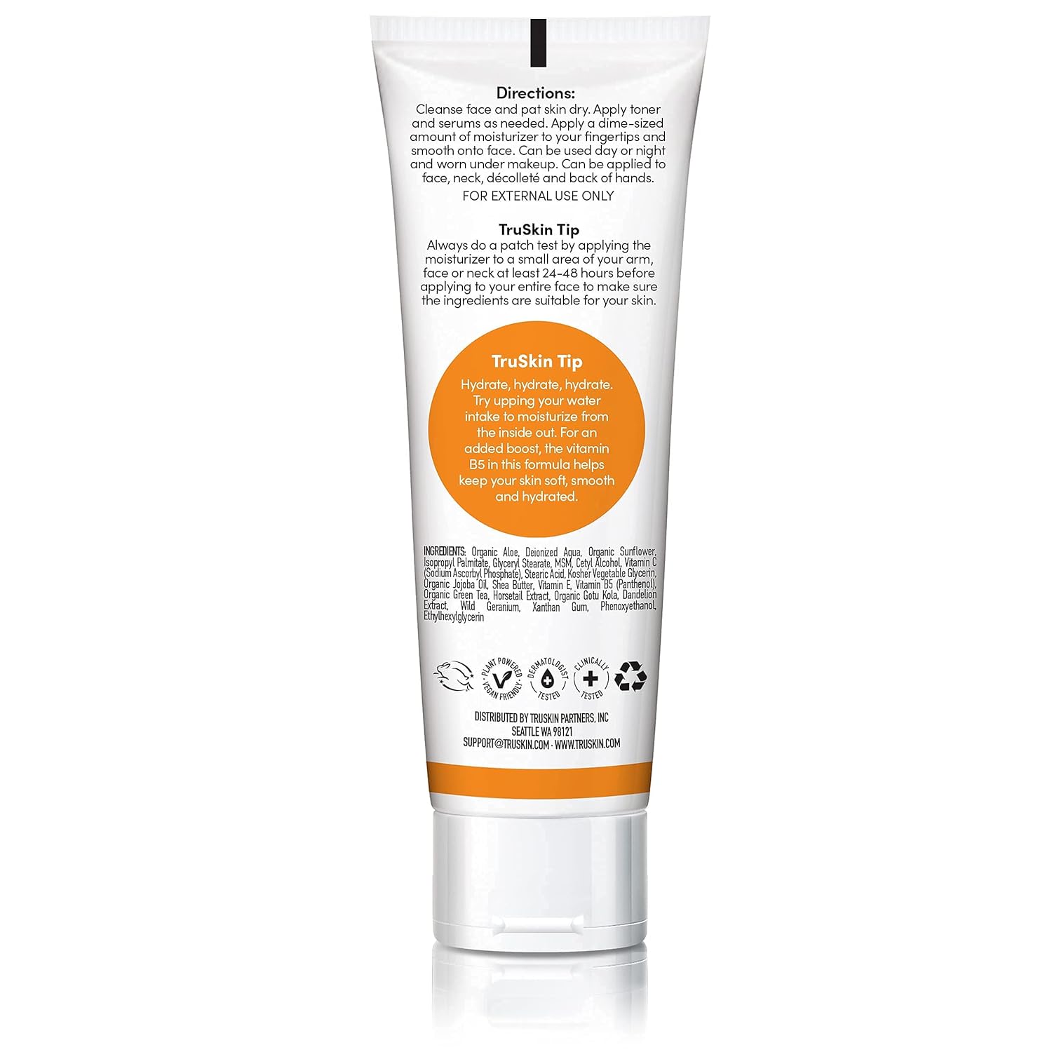 TruSkin Vitamin C Face Moisturizer, a Brightening Anti Aging Wrinkle Cream for Face, Formulated with Vitamin B5, Vitamin E, Jojoba Oil, Organic Aloe Vera and Green Tea for Natural Skin Health, 4 fl oz : Beauty & Personal Care
