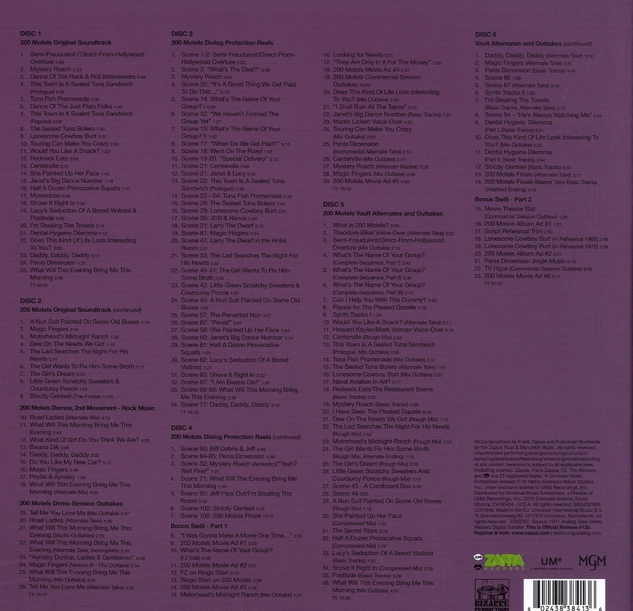 200 Motels - 50th Anniversary (Original Motion Picture Soundtrack) (Ltd. 6CD Box)
