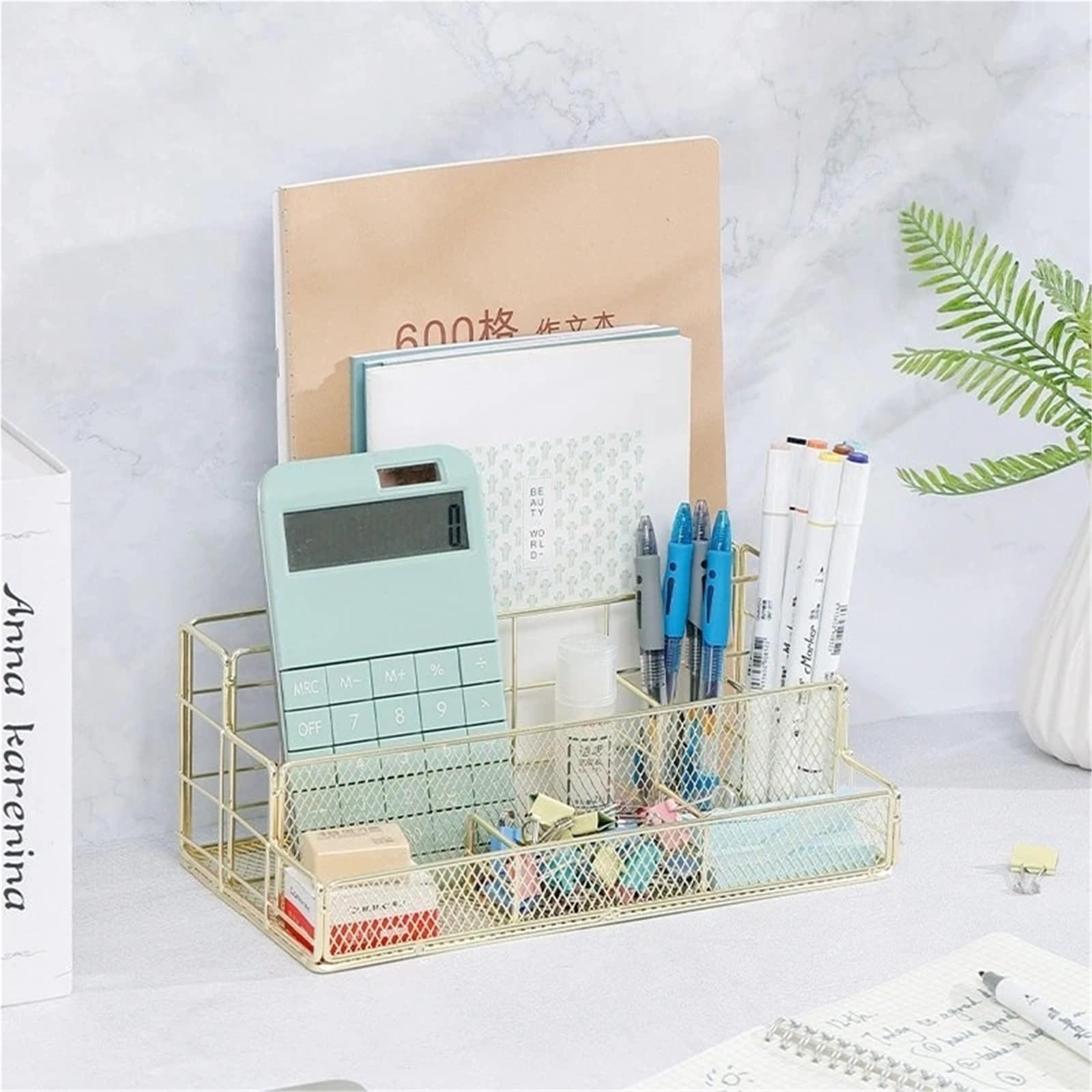 Organizer da scrivania in metallo 2 pezzi: elegante contenitore multifunzionale for ufficio, cosmetici, cancelleria, penne, graffette Per Ufficio,Casa