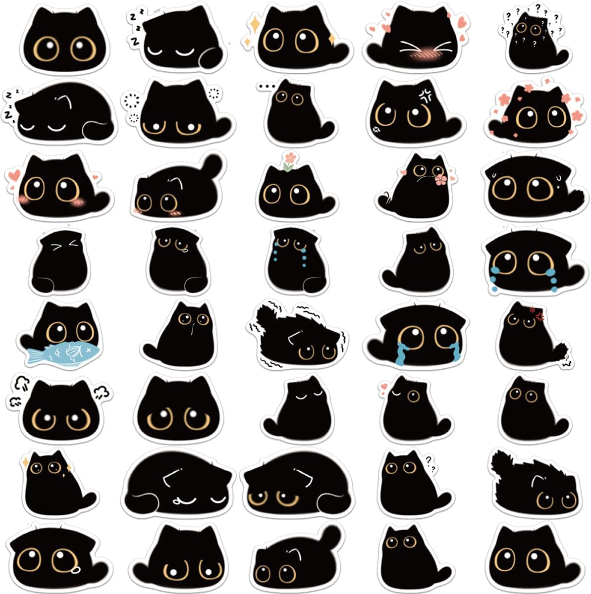 200 PCS Black Cat Stickers - Waterproof Vinyl Black Cat Sticker Decal for Water Bottle, Laptop, Scrapbooking, Skateboard, Car, Luggage, Helmet, 4 Types of Black cat Mixed Stickers Pack - Image 4